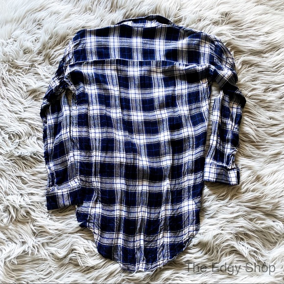 Bella Edge | Bree Blue Black Plaid Checkered Top - Picture 8 of 11